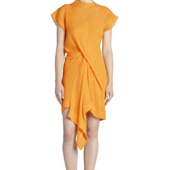 Nina Ricci Draped Cotton & Silk Dress Mango One Size - Picture 1 of 5
